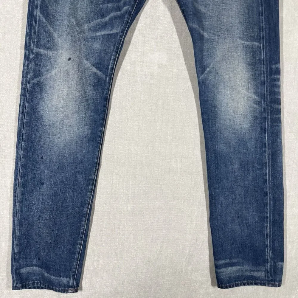 G-Star 3301 TAPERED RL Selvedge Medium Wash Dark Splatter Jeans Size W34 L36
